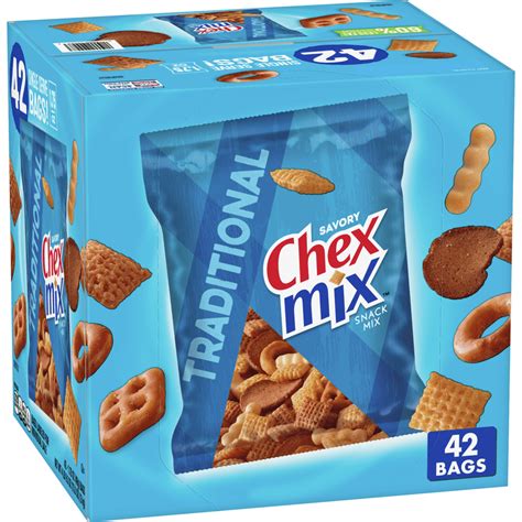 Chex Mix Traditional Savory Snack Mix 42 Single Serve Bags 735 Oz