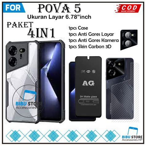 Jual Paket 4in1 Case Tecno Pova 5 Pova 5Pro Pova 4 Pova 4Pro Softcase