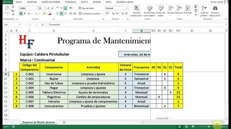 Lucha Destructivo Espacio Plantilla Mantenimiento Preventivo Excel