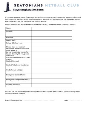 Fillable Online Netball Application Form 2023 Fill Out Sign Online