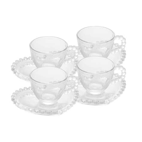 Wolff Coração Pearl Conjunto de Xícaras para Café Pires de Cristal