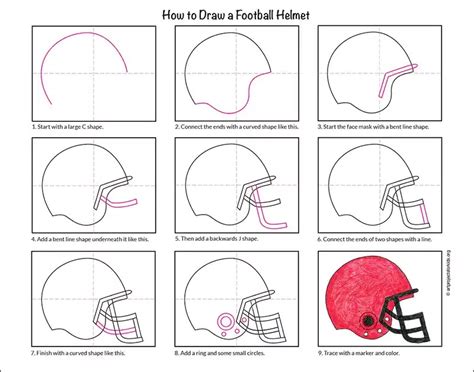 Easy How To Draw A Football Helmet And Helmet Coloring Page Free Clip