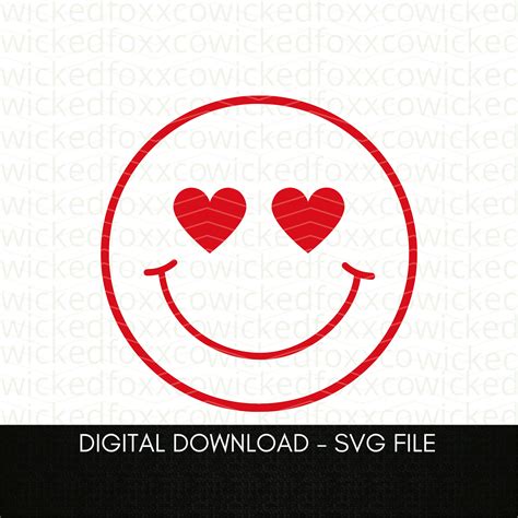 Smiley Face Svg Valentines Day Svg Heart Eyes Svg Happy Face Svg Love Svg Heart Svg Smile