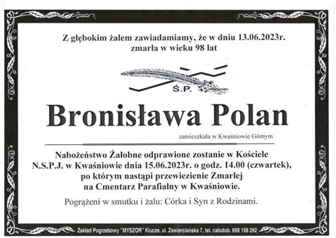 Pogrzeb śp Bronisławy Polan l 98 15 06 2023 Kwaśniów