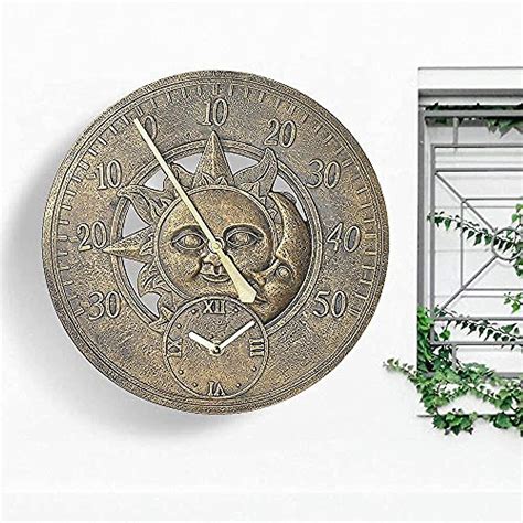 Jardin Thermom Tre Horloge Analogique Mur Bronze Soleil Lune Cm