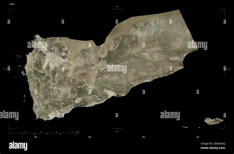 Shape of a high resolution satellite map of the Yemen, with distance ...