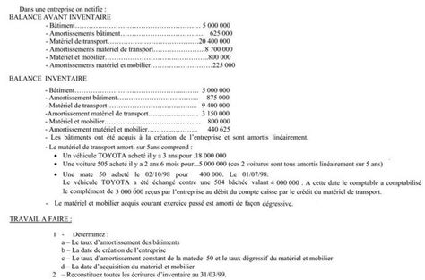 Exercice comptabilité générale corrigé Balance avant inventaire et