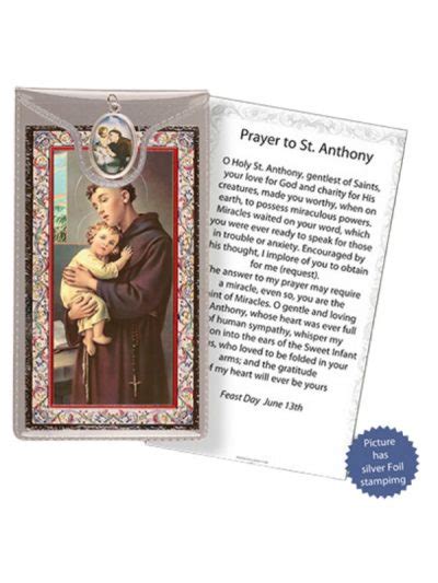 St Anthony Prayer Card And Enamel Medal Supplied In Plastic Wallet