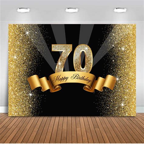 Sale Mens 70th Birthday Theme Party Backdrop For Party Photography Gold