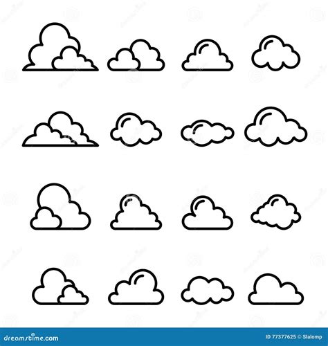 Icono De La Nube En La Línea Estilo Fina Stock de ilustración