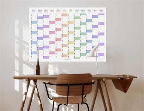 Large 2024 Wall Planner A1 Colourful Horizontal Calendar Hendra Habits