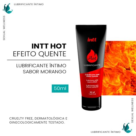 Lubrificante Íntimo Beijável Hot Efeito Quente Morango 50ml Intt Toque Sensato