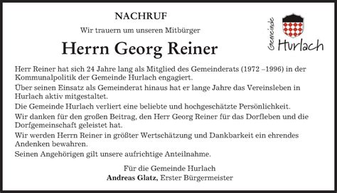 Traueranzeigen Von Georg Reiner Augsburger Allgemeine Zeitung