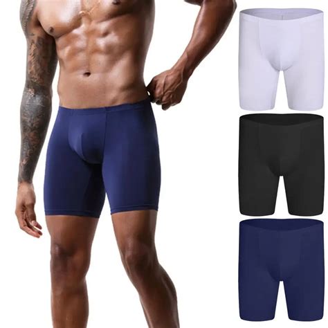 Underwear Boxer Long Leg Breathable Nylon Men Ice Silk Underwear For