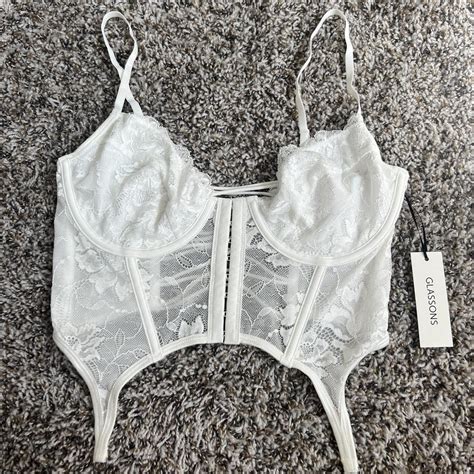 Glassons Lace Garter Corset Top In White Size Depop