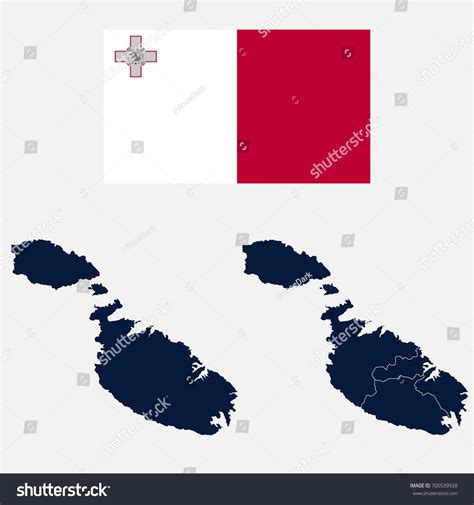 Navy Blue Malta Map Flag Isolated เวกเตอรสตอก ปลอดคาลขสทธ