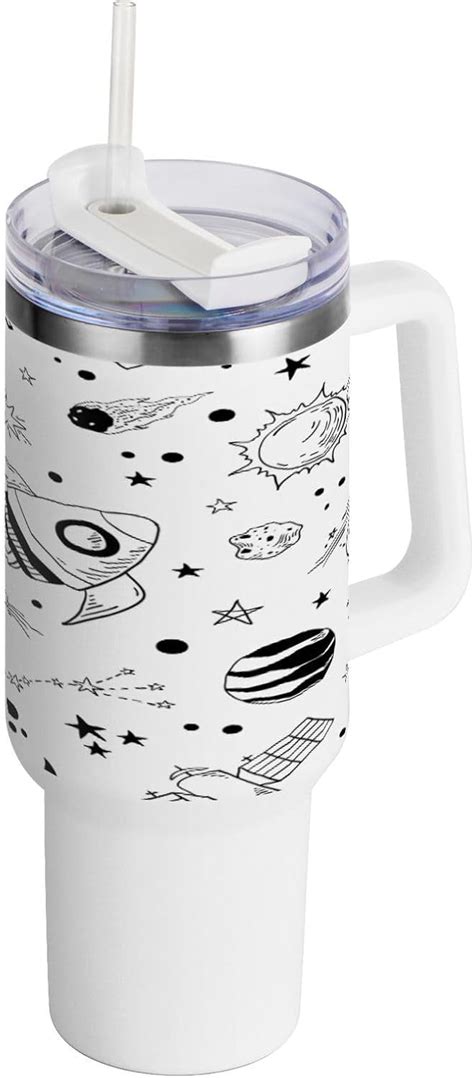 Skysonic 40oz Doodle Space Pattern Tumbler With Lid And Straw Travel