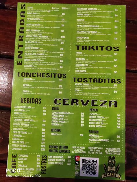 Carta De El Cant N Pizzer A A La Le A Zapopan