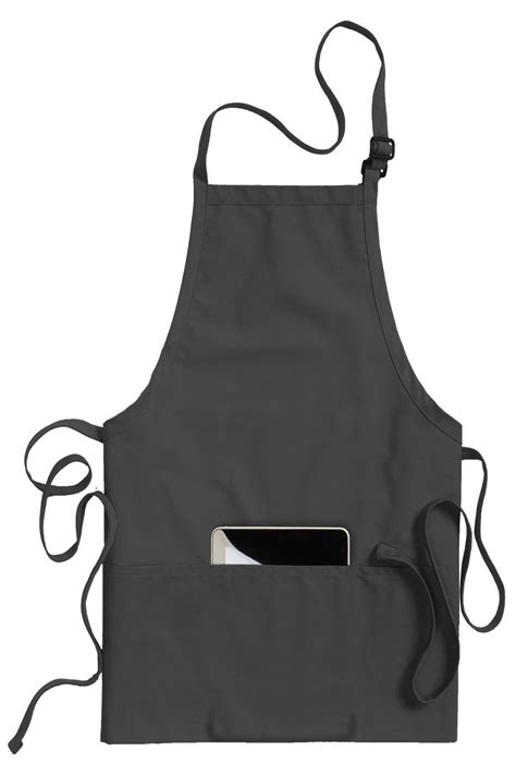 Steel Grey Bib Adjustable Apron 3 Pockets Apronwarehouse