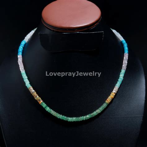 Natural Multi Disco Necklace Multi Color Smooth Heishi Tyre Gemstone