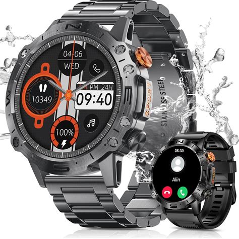 Montre intelligente militaire pour homme avec écran AMOLED de 5 cm