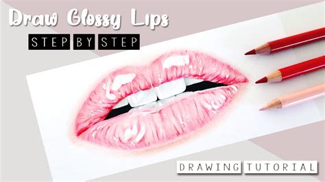 How To Draw Realistic Glossy Lips With Colored Pencils Easy Step By Step Tutorial Youtube