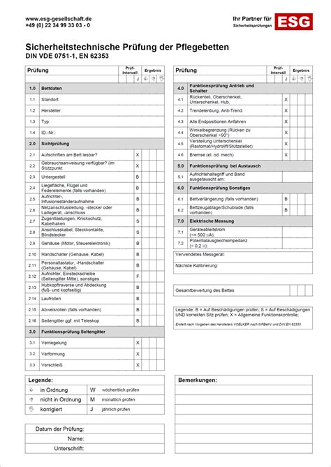 Elektrische Pr Fung Von Pflegebetten Esg Check