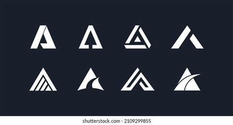 Set Abstract Triangle Grayscale Logo Design Stock Vector Royalty Free