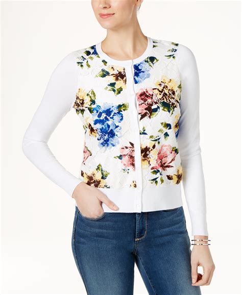 Charter Club Floral Print Lace Cardigan Only At Macys Lace Cardigan