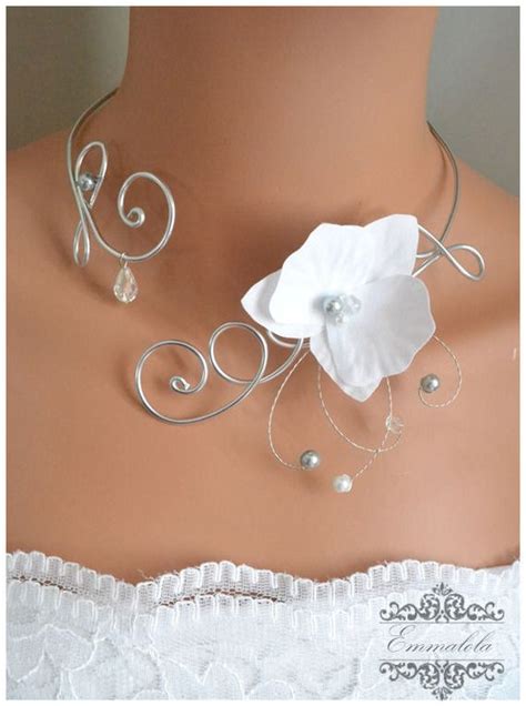 Collier De Mariage Arabesque Argent Avec Orchid E Blanche Bijou De