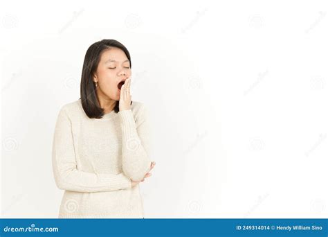 Yawning Of Beautiful Asian Woman Stock Photo Image Of Open Isolated