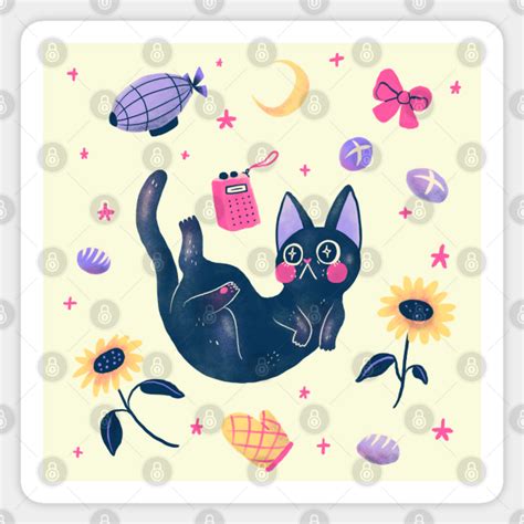 Jiji The Black Cat Fanart - Cat - Sticker | TeePublic