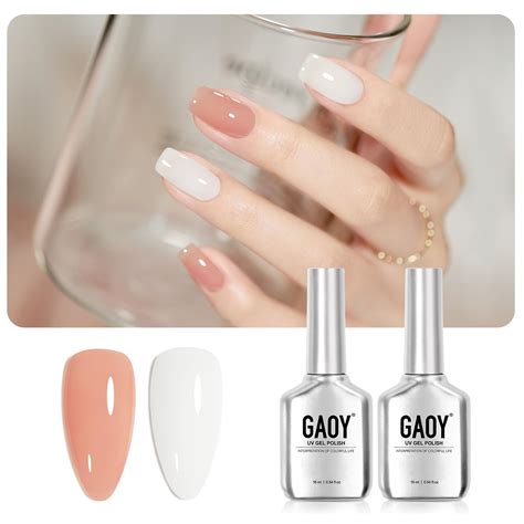 GAOY Kit de esmalte de uñas de gel 2 colores blanco lechoso gelatina rosa nude juego de