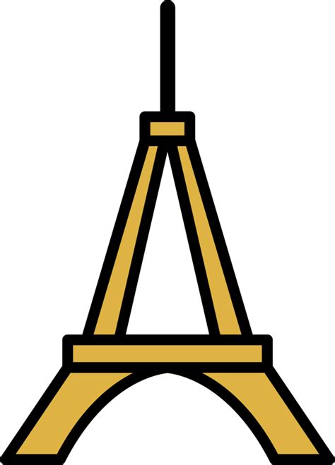 Outline Simplicity Drawing Of Eiffel Tower Landmark Front Elevation