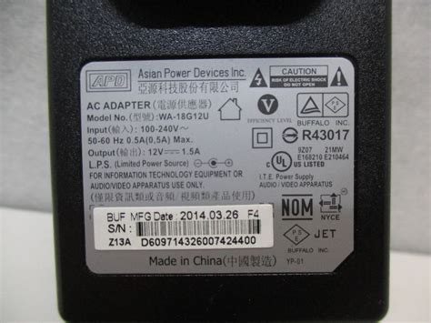 Yahoo オークション Asian Power Devices Inc WA 18G12U ACアダプタ