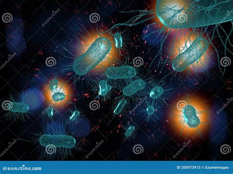 E.Coli Bacteria Cells 3D Illustration Stock Illustration - Illustration ...