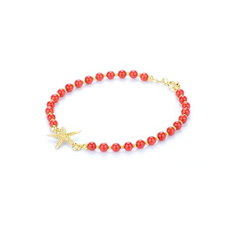 Bracciale Corallo Rosso E Stella Marina Circe In Oro Kt