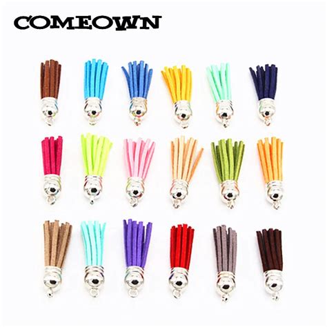 Comeown Pcs Mixed Colors Mm Suede Leather Tassel Fringe Tassels