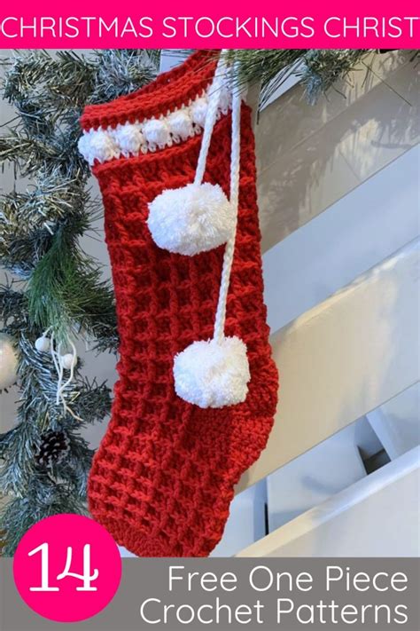 14 One Piece Crochet Christmas Stocking Pattern Free Hookfully