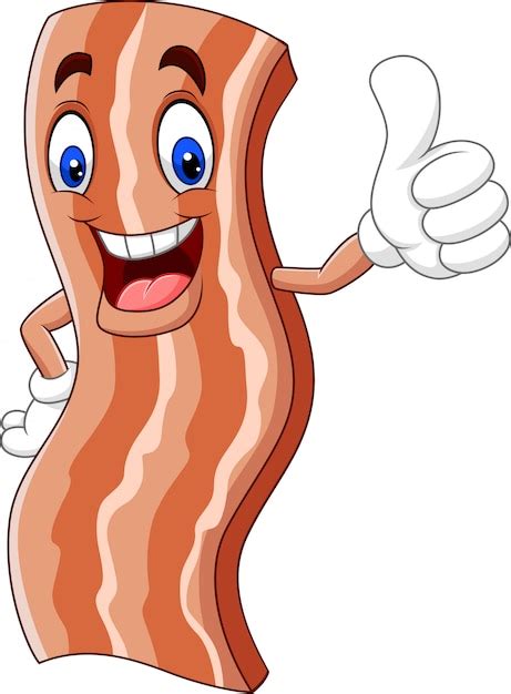 Premium Vector Cartoon Cute Bacon Giving A Thumb Up