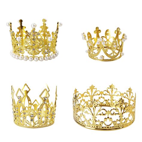 Chrisw 4pack Vintage Gold Crown Cake Topper Queen Princess Party