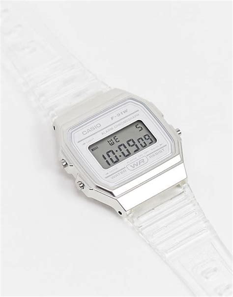 Ripley RELOJ CASIO MUJER DIGITAL F91WS 7 CLÁSICO TRANSPARENTE