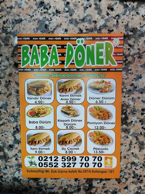 Menu At Baba D Ner Sultangazi Istanbul