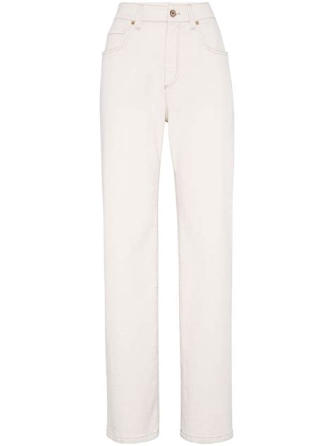 Brunello Cucinelli High Waisted Straight Leg Jeans White Farfetch