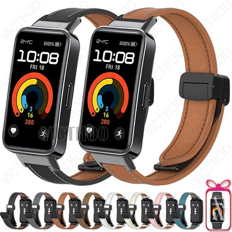 Dây đeo Bằng Da Vòng Tay Khóa Phụ Kiện Cho Huawei Band 9 8 7 6 Honor