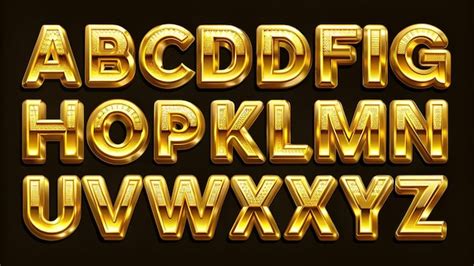 Premium Photo Gold Font And Alphabet Vector Golden Bold Typeface