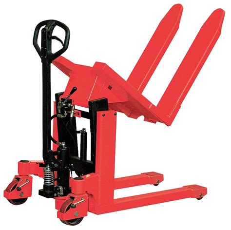 DAYTON Manual High-Lift Pallet Jack, 2,200 lb Load Capacity, Lifting Height Range 3-1/2 in to 31 ...