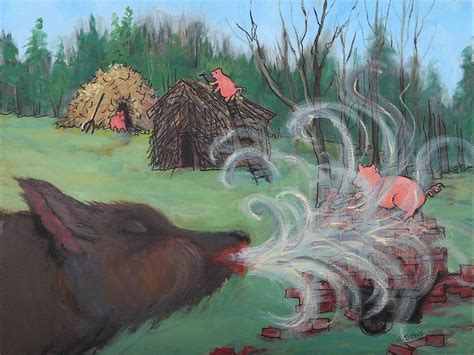 Three Little Pigs Painting By Holly Stone Fine Art America