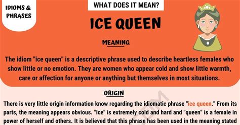 Ice Queen How To Use The Popular Idiom Ice Queen Correctly Esl