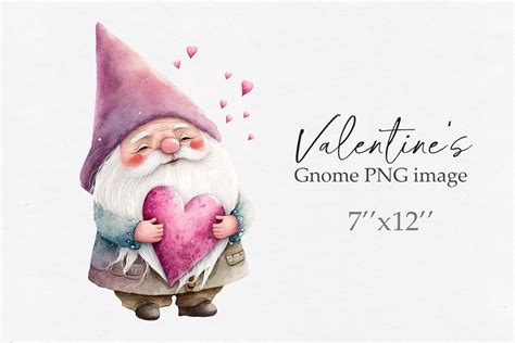 Watercolor Valentine Day Gnome Clipart Graphic By Larysa Zabrotskaya